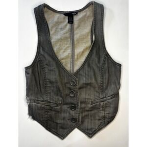 H&M Gray Denim Vest With Pockets Size‎ 4